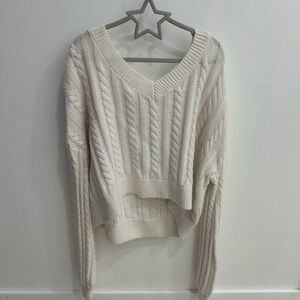 Hollister Cream V-Neck Cable Knit Sweater